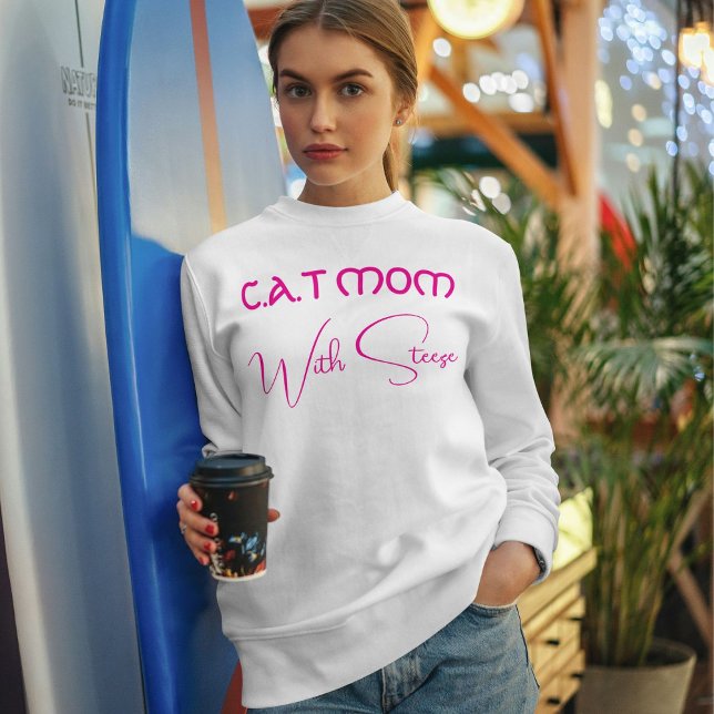 Individuelle Katzenmutter Rosa Skript Lustiger Tie Sweatshirt (Von Creator hochgeladen)