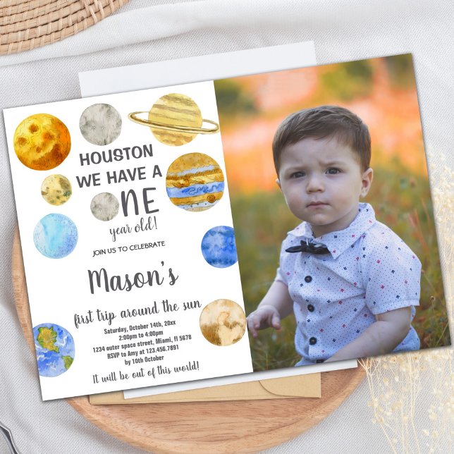 Individuelle Kinder Einladungen für das Party im W (Houston Galaxy Birthday Invitations with photo)