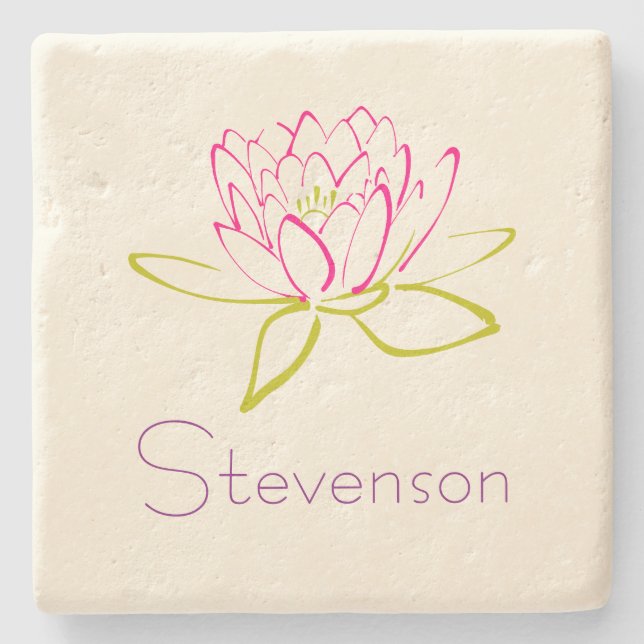 Individuelle Lotus-Blume / Wasserlilie-Illustratio Steinuntersetzer (Vorderseite)