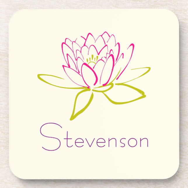 Individuelle Lotus-Blume / Wasserlilie-Illustratio Untersetzer (Vorderseite)