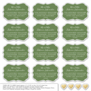 Individuelle Mailing Labels Einzigartige Form Grün