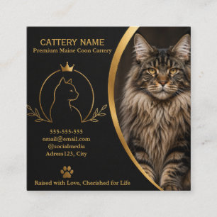 Individuelle Maine-Coon-Zucht-Geschäftskarte mit F Quadratische Visitenkarte