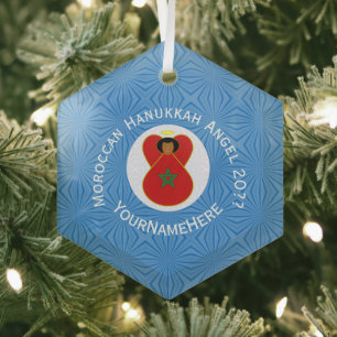 Individuelle marokkanische Chanukka-Engelflagge Ornament Aus Glas
