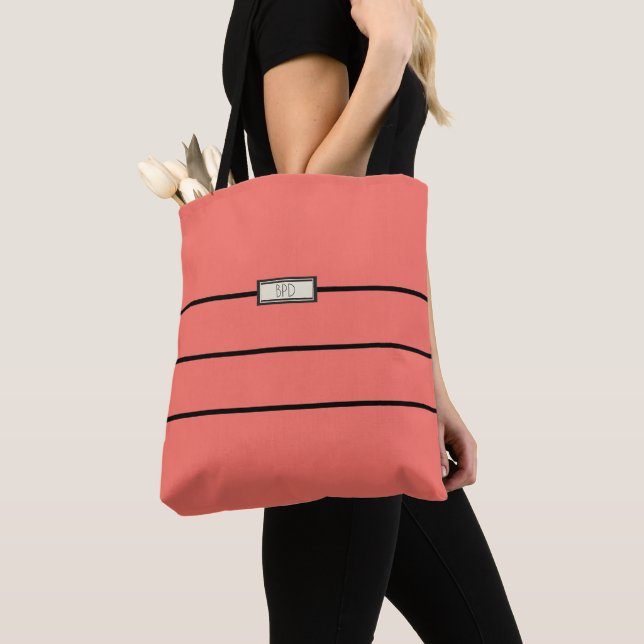 Individuelle Mit Monogramm Initialen Moderne Koral Tasche (Von Nahem)