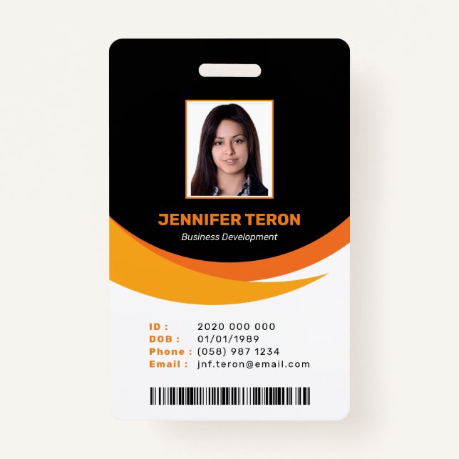 Individuelle, moderne Black Employee ID Card mit B Ausweis (Vorderseite)