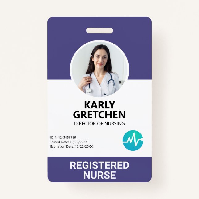 Individuelle moderne Krankenhausmitarbeiter Foto-I Ausweis (Vorderseite)