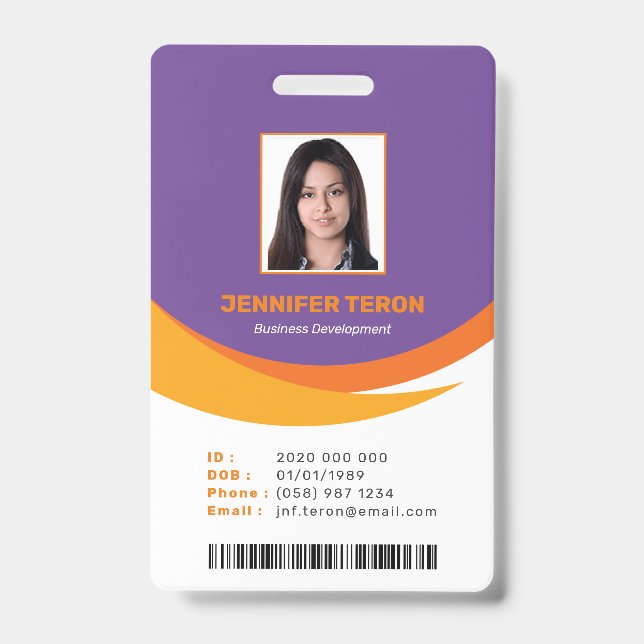 Individuelle, moderne Violet Mitarbeiter ID Card m Ausweis (Front)