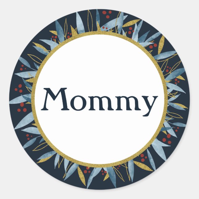 Individuelle Mommy Rounded Frame mit Branch Bouque Runder Aufkleber (Vorderseite)