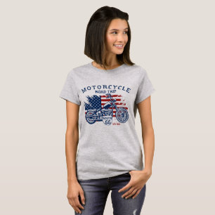 Individuelle Motorrad-Roadtrip-Route 66 USA-Flagge T-Shirt