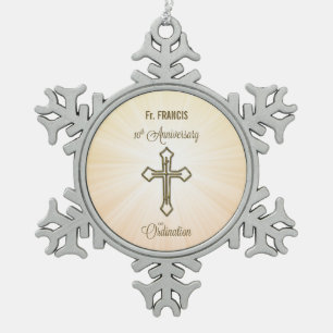 Individuelle Name, 10. Jahrestag der Ordination Schneeflocken Zinn-Ornament