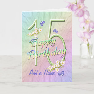 Individuelle Name 15. Geburtstagskarte Butterfly G Karte