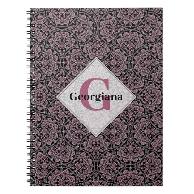 Individuelle Name 1920er Jahre Dusky Rose Floral F Notizblock (Vorderseite)