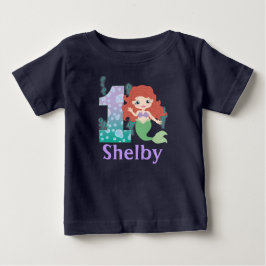 Individuelle Name 1. Geburtstag Princess Mermaid S Baby T-shirt
