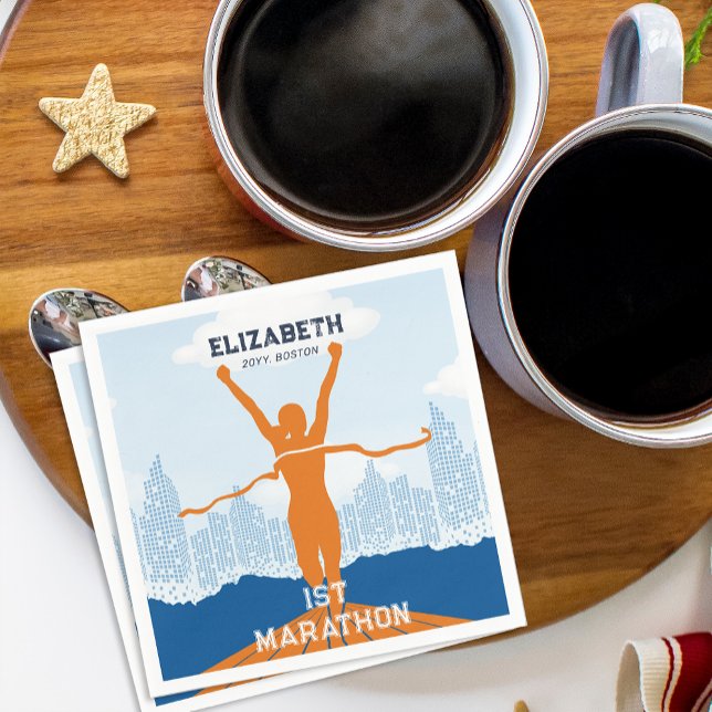 Individuelle Name 1. Marathon Celebration Party Serviette (Custom Name 1st Marathon Celebration Party Napkins)