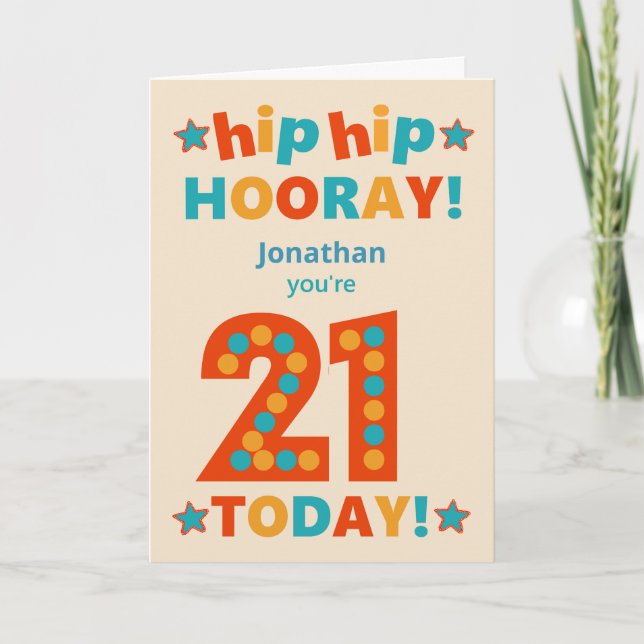 Individuelle Name 21. Geburtstag Angesagter Urlaub Karte (Vorderseite)
