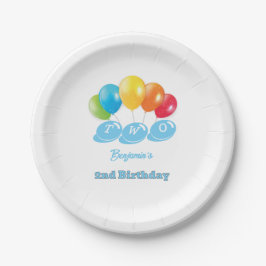 Individuelle Name 2. Geburtstag Boy Paper Plate Pappteller