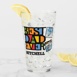 Individuelle Name & 4 Fotos BESTER VATER JE Glas