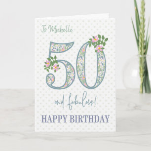 Individuelle Name 50. Geburtstagskarte Flora und P Karte