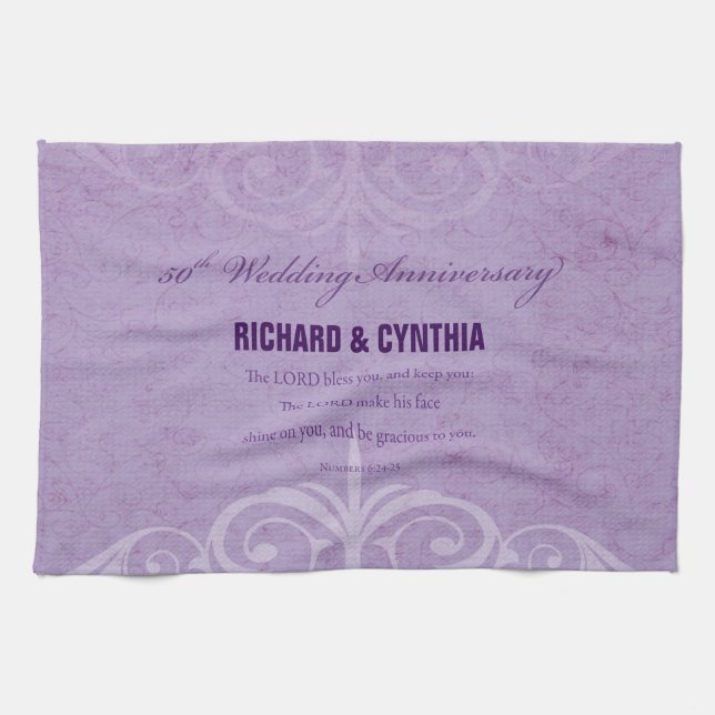 Individuelle Name, 50. Hochzeitstag bis Paar Geschirrtuch (Horizontal)