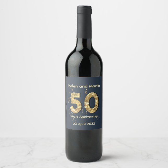 Individuelle Name 50 Jahre Gold Weinetikett (Vorderseite)