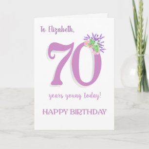 individuelle Name 70. Geburtstag mit Lavender Rose Karte