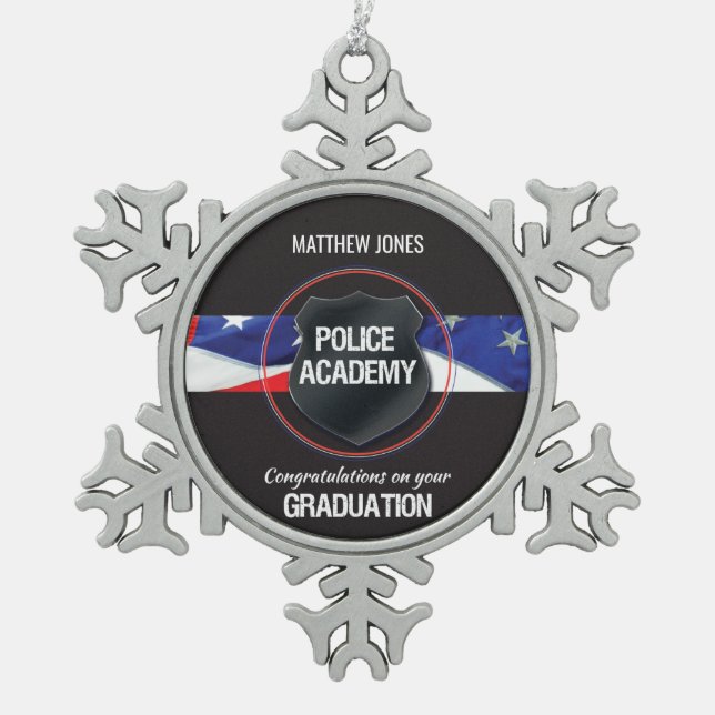 Individuelle Name, Abschluss der Polizeiakademie Schneeflocken Zinn-Ornament (Vorderseite)