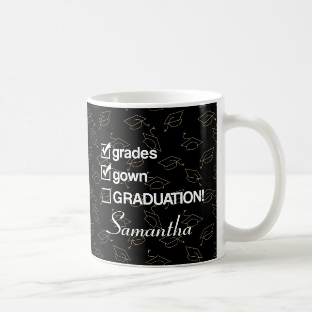 Individuelle Name Abschluss-Geschenk | Funny Absch Kaffeetasse (Rechts)