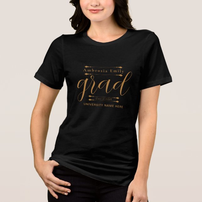 Individuelle Name Abschluss T-Shirt - Modernes Tri Tri-Blend Shirt (Vorderseite)