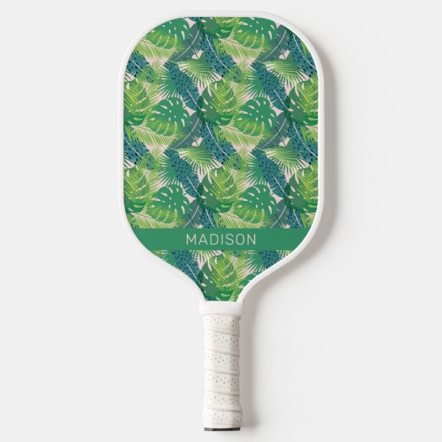 Individuelle Name Abstrakt Palm Leaf Muster Pickleball Schläger (Vorderseite)