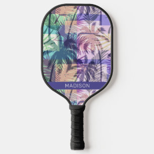 Individuelle Name Abstrakt Palmen Bäume Pickleball Schläger