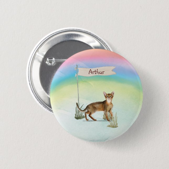 Individuelle Name Abyssinian Cat Pet Button (Vorne & Hinten)