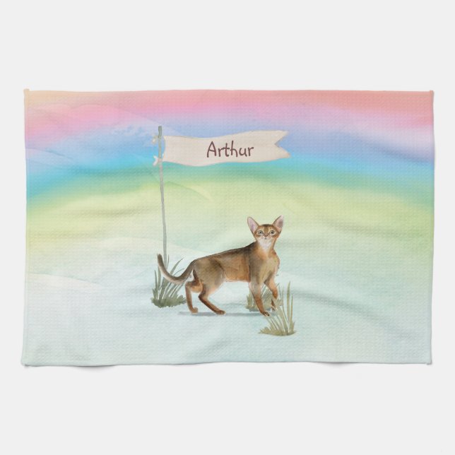 Individuelle Name Abyssinian Cat Pet Geschirrtuch (Horizontal)