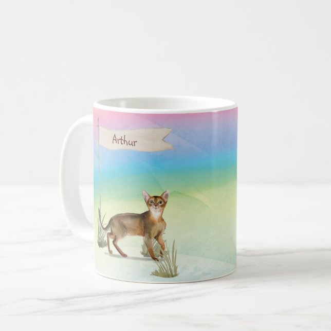 Individuelle Name Abyssinian Cat Pet Kaffeetasse (Vorderseite Links)