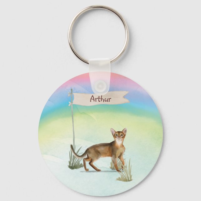 Individuelle Name Abyssinian Cat Pet Schlüsselanhänger (Vorderseite)