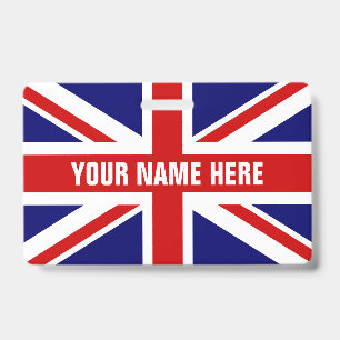 Individuelle Name-Abzeichen mit Britischer Flagge Ausweis