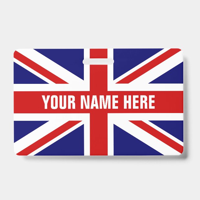 Individuelle Name-Abzeichen mit Britischer Flagge Ausweis (Vorderseite)