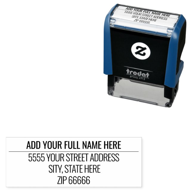 Individuelle Name-Adresse Personalisierte selbstfa Permastempel (Beispiel)