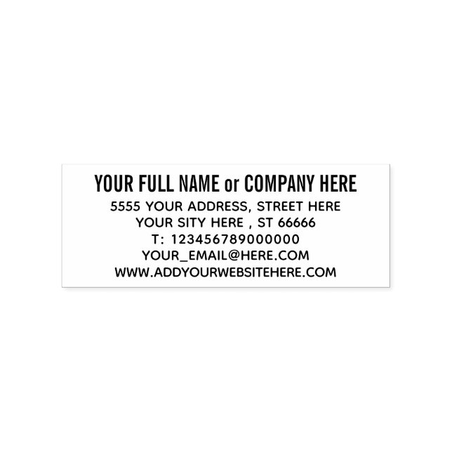 Individuelle Name-Adresse Website Telefon E-Mail I Gummistempel (Prägung)