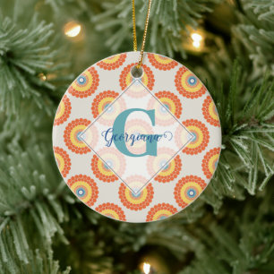 Individuelle Name Aegean Summer Radiant Dot Mandal Keramik Ornament