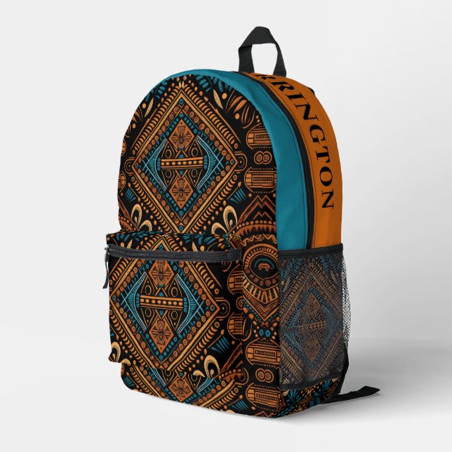 Individuelle Name African Pattern Bedruckter Rucksack (Rückseitige Ecke Rechts)