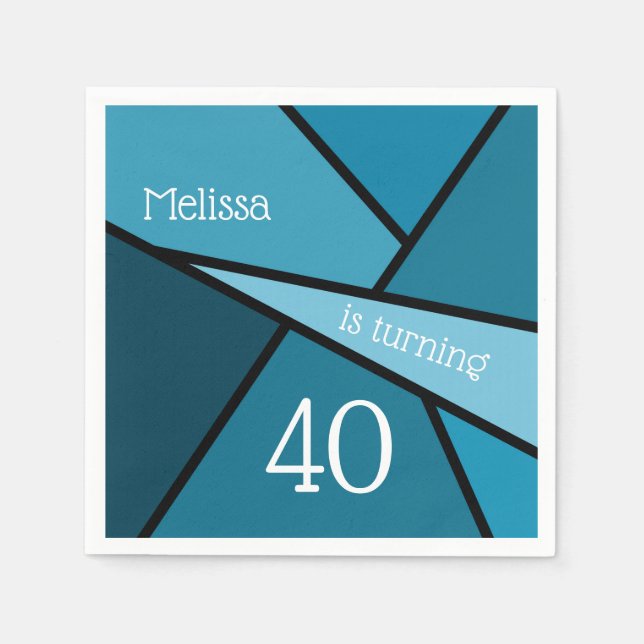 Individuelle Name Age Birthday Abstrakt Aquamarin  Serviette (Vorderseite)
