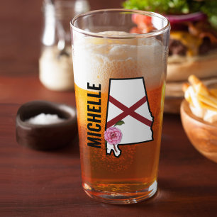Individuelle Name Alabama Flag und Staat Blume Cam Glas