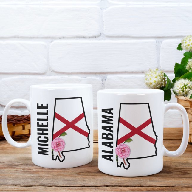 Individuelle Name Alabama Flag und Staat Blume Cam Kaffeetasse (Von Creator hochgeladen)
