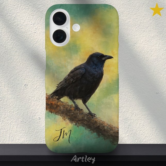 Individuelle Name "American Crow Bird Painting Ini iPhone 16 Hülle (Von Creator hochgeladen)