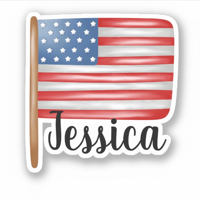 INDIVIDUELLE NAME AMERICAN FLAG AUFKLEBER (Vorderseite)