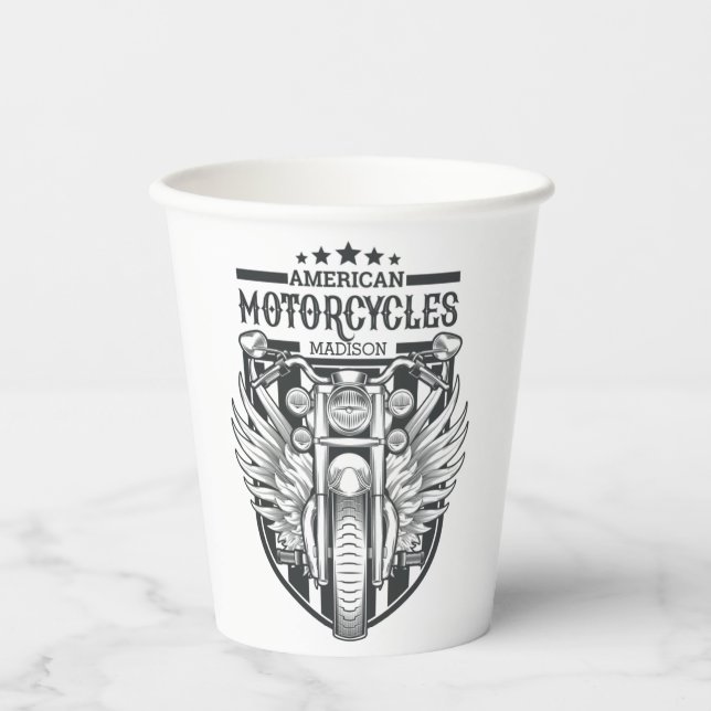 Individuelle Name "American Motocycle" Pappbecher (Vorderseite)