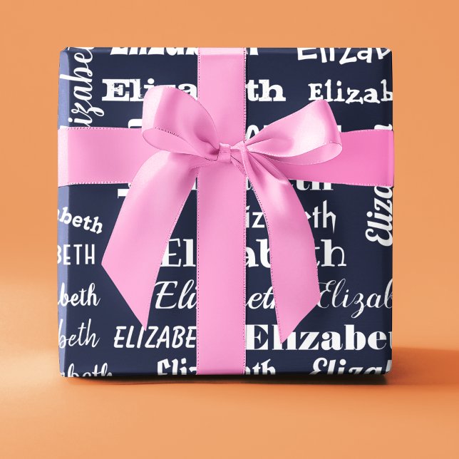 Individuelle Name Anfangssilbe Geschenkpapier (Custom Name Initial Monogram Blue White Gift Wrapping Paper)