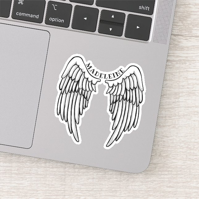 Individuelle Name Angel Wings Aufkleber (Detail)