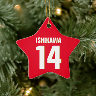 Individuelle Name, Anzahl, Farben. Sportfans rot Keramik Ornament