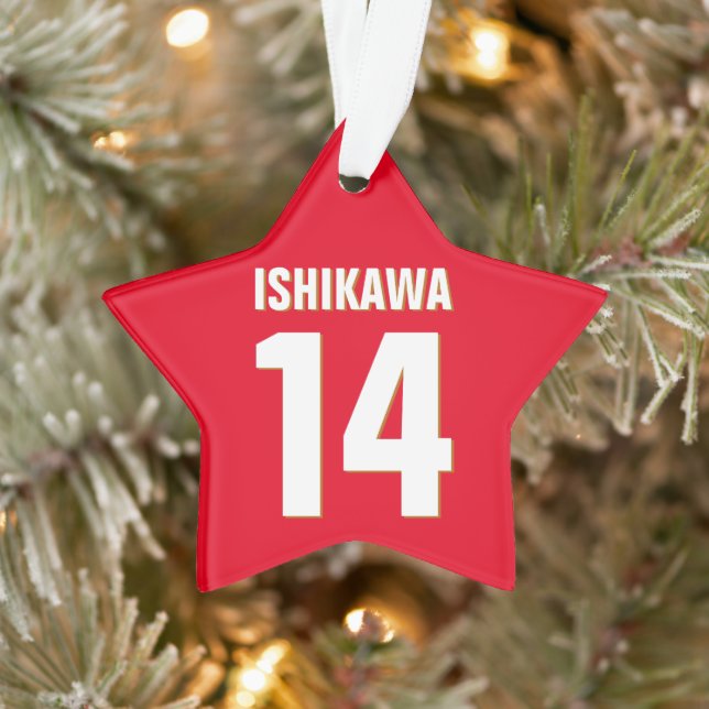 Individuelle Name, Anzahl, Farben. Sportfans rot Ornament (Baum)